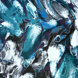 Swim Knit Nylon Spandex Teal Grey Abstract Print