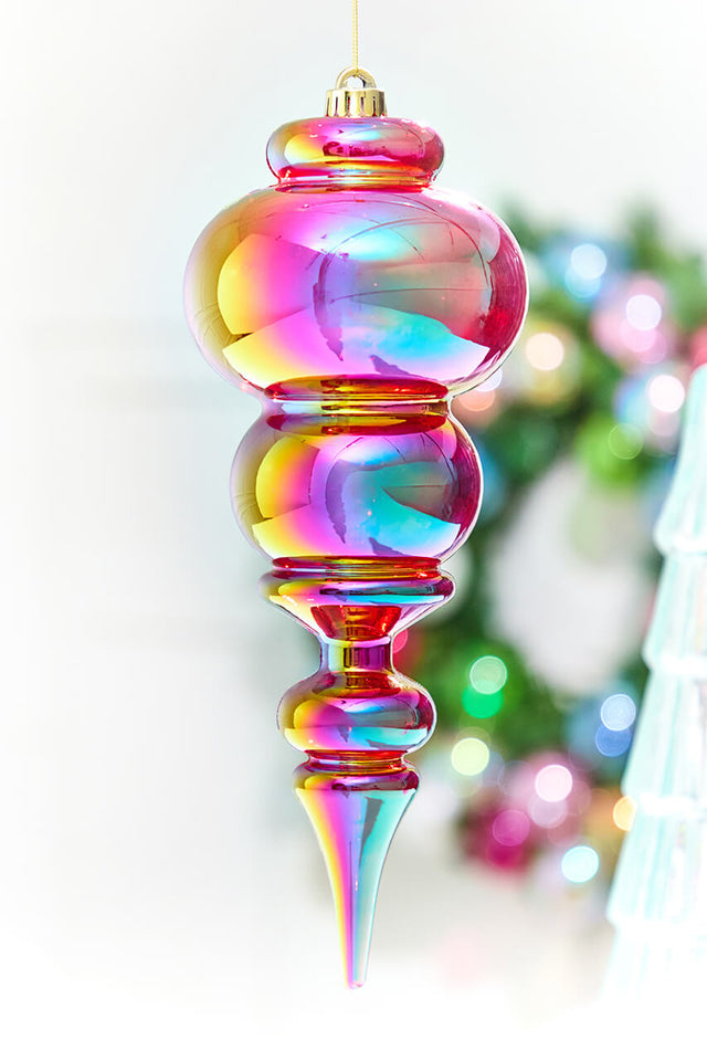 15" Red Iridescent Teardrop Ornament