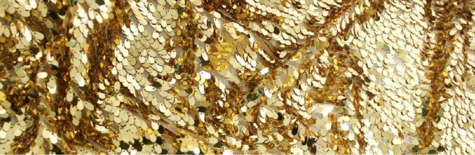 Tear Drop Sequins Polyester Fabric - Hanging Sequins On Mesh, Gold, Silver, Blush Pink, 50/52" Width (1 Yard)