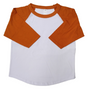 Lucky Friends Youth Raglan Cotton Fabric - Texas Orange, White Body, 3/4 Sleeve (1 Piece)