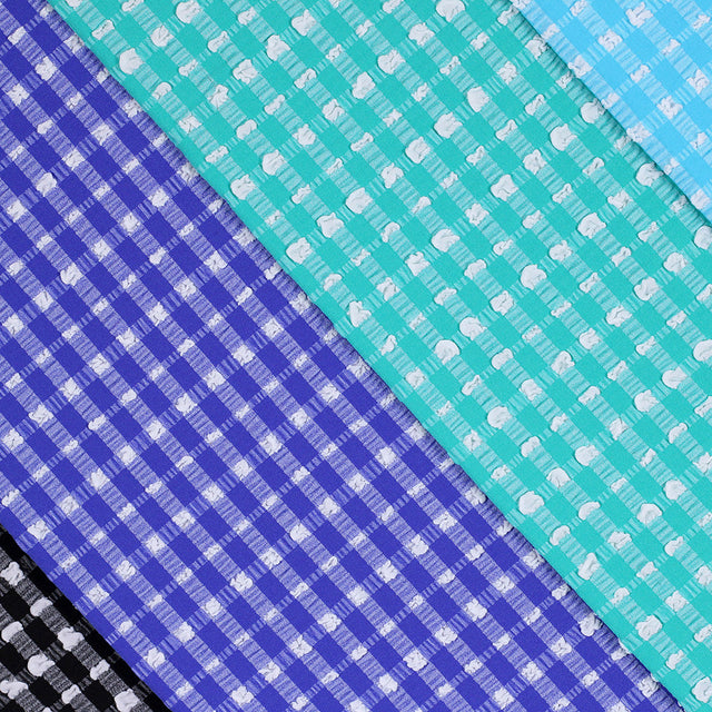 Texture Check 617 Nylon Polyester Spandex Fabric - Assorted Colors, Textured Check, 43" Width, 185 GSM (1 Yard)