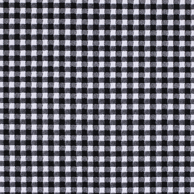Texture Gingham 588 Nylon Spandex Fabric - Black/White Gingham, 48" Width, 310 GSM (1 Yard)