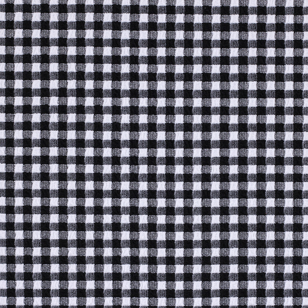 Texture Gingham 588 Nylon Spandex Fabric - Black/White Gingham, 48" Width, 310 GSM (1 Yard)