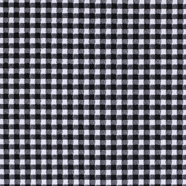 Texture Gingham 588 Nylon Spandex Fabric - Black/White Gingham, 48" Width, 310 GSM (1 Yard)