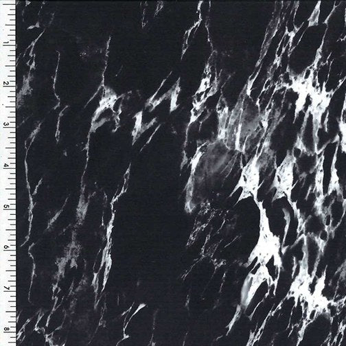 Poly Spandex Tricot Black White Marble