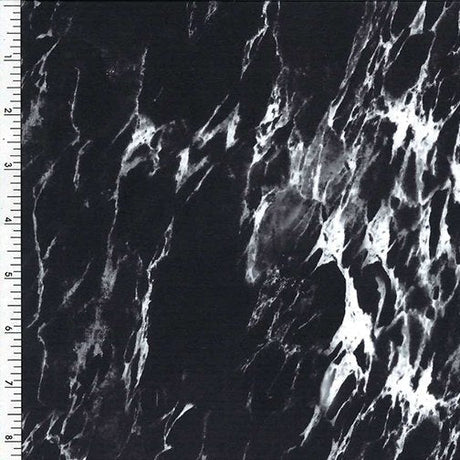 Poly Spandex Tricot Black White Marble