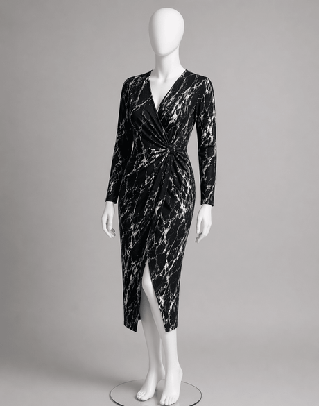 Poly Spandex Tricot Black White Marble