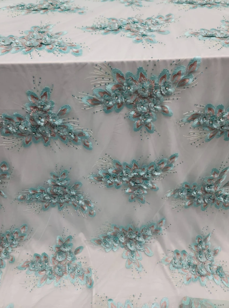 3D Floral Lace Mint Champagne