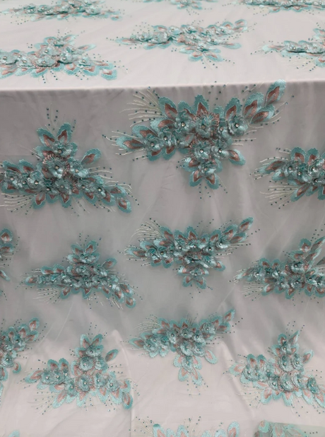 3D Floral Lace Mint Champagne