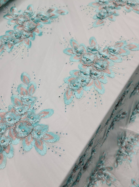3D Floral Lace Mint Champagne