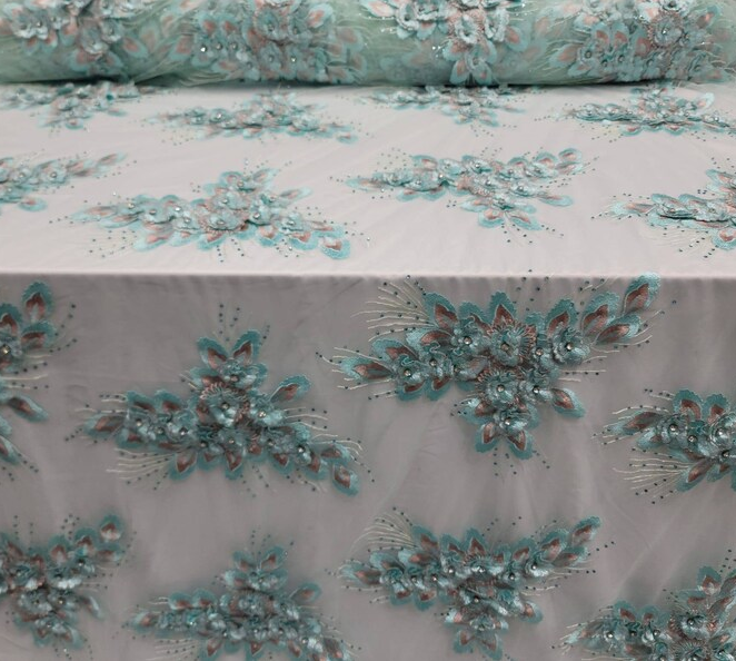 3D Floral Lace Mint Champagne