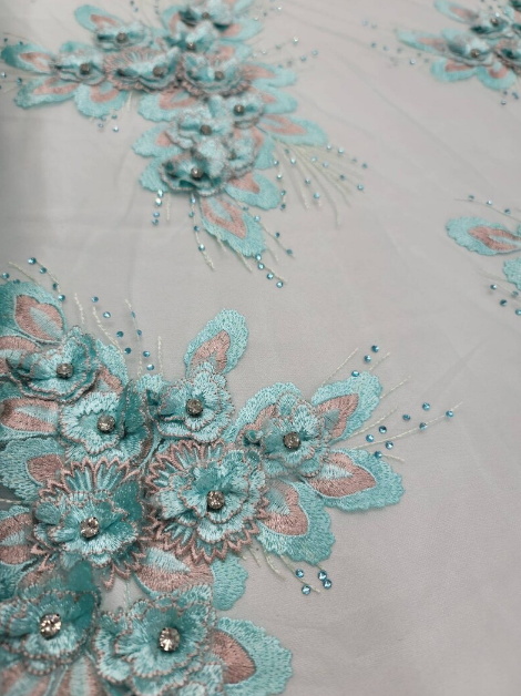 3D Floral Lace Mint Champagne