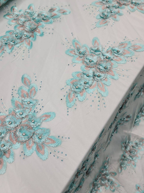 3D Floral Lace Mint Champagne