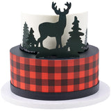 Deer and Pine Trees Gum Paste Layon Cake Topper Christmas Hunter Buck Trees - set of 6