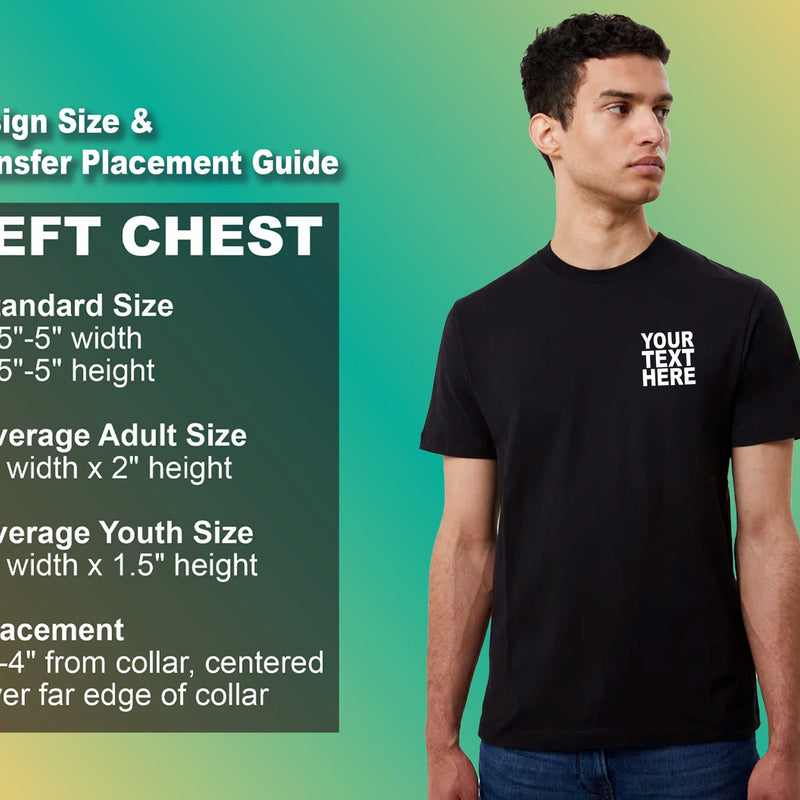 Pack: 12 Fast Custom Graphic Tees – Design & Print Your Own Shirt (Left Chest - Black)