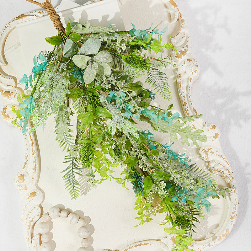 26" Thistle/Mixed Leaf Swag – Botanical Spring Decorative Accent