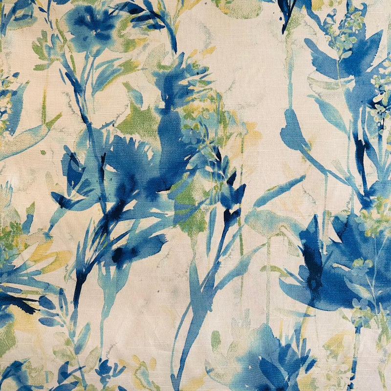 Waverly Flowery Spray Blue Watercolor Floral Cotton Fabric - Blue Watercolor Floral, 54" Width (1 Yard)
