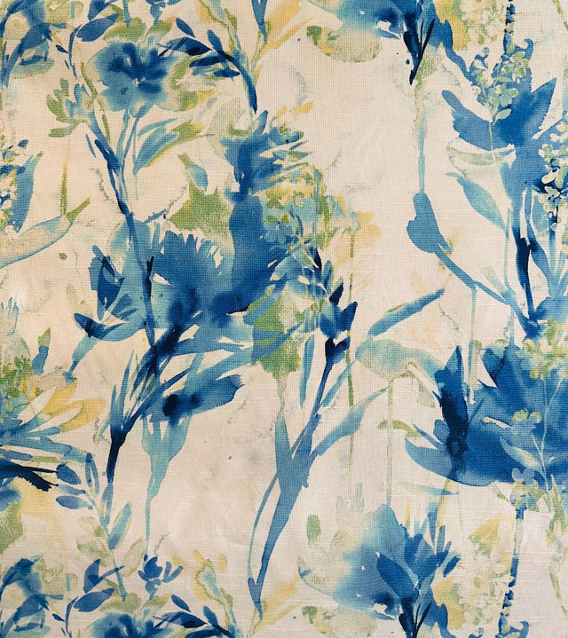 Waverly Flowery Spray Blue Watercolor Floral Cotton Fabric - Blue Watercolor Floral, 54" Width (1 Yard)