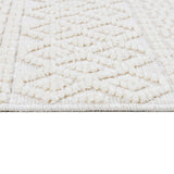 TIA 101 Microfiber Chenille Area Rug Fabric - Soft White/Cream Bohemian Motif, High-Low Texture, 5' 3" X 7' 6" And 7' 9" X 10' 5" (1 Rug)