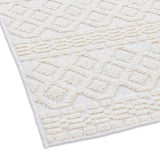 TIA 101 Microfiber Chenille Area Rug Fabric - Soft White/Cream Bohemian Motif, High-Low Texture, 5' 3" X 7' 6" And 7' 9" X 10' 5" (1 Rug)