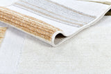 TIA 103 Microfiber Chenille Area Rug - Cream Boho High-Low Texture, Mustard Green Beige (5' 3" X 7' 6" / 1 Rug)