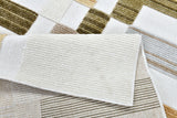 TIA 103 Microfiber Chenille Area Rug - Cream Boho High-Low Texture, Mustard Green Beige (5' 3" X 7' 6" / 1 Rug)