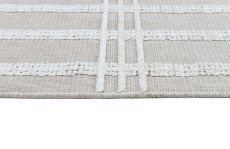 TIA 104 Area Rug - Cream/Beige Bohemian Motif, High-Low Soft-Touch Texture (3 Sizes)