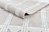 TIA 104 Area Rug - Cream/Beige Bohemian Motif, High-Low Soft-Touch Texture (3 Sizes)