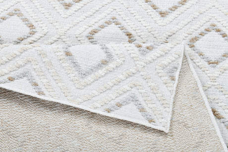 TIA 106 Microfiber Chenille Area Rug - Brown And Beige Bohemian Motif, High-Low Texture (1 Rug)