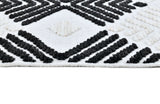 TIA 107 Microfiber Chenille Area Rug - Soft Cream, Beige Tones, Bohemian Black & Brown High-Low Motif (Anthracite)