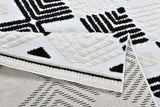 TIA 107 Microfiber Chenille Area Rug - Soft Cream, Beige Tones, Bohemian Black & Brown High-Low Motif (Anthracite)