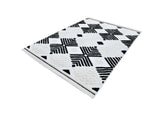 TIA 107 Microfiber Chenille Area Rug - Soft Cream, Beige Tones, Bohemian Black & Brown High-Low Motif (Anthracite)