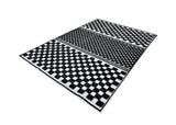 TIA 108 Microfiber Chenille Area Rug - Black Geometric Pattern, Raised High-Low Detail, Anthracite (3 Sizes)