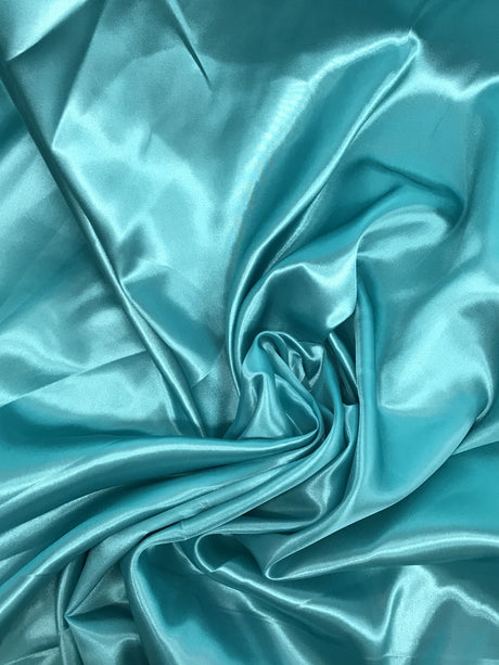 Tiff Blue Polyester Satin Fabric - Blue, 58"-60" Width (1 Yard)