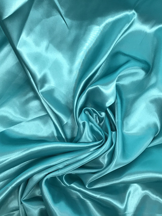 Tiff Blue Polyester Satin Fabric - Blue, 58"-60" Width (1 Yard)