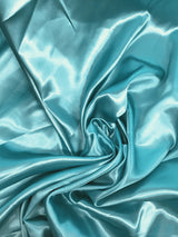 Tiff Blue Polyester Satin Fabric - Blue, 58"-60" Width (1 Yard)