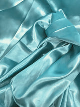 Tiff Blue Polyester Satin Fabric - Blue, 58"-60" Width (1 Yard)