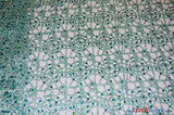 Open Weave Chain Chemical Lace Polyester Fabric - Sheer Metallic Open Work, Sequins Embellished, 50" Width, 10 Colors (1 Yard)
