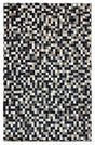 Tikkul Navy Patchwork Cowhide Hairon Leather Fabric - Navy Color Block Design, 5' X 7' (1 Unit)