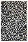 Tikkul Navy Patchwork Cowhide Hairon Leather Fabric - Navy Color Block Design, 5' X 7' (1 Unit)