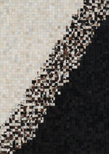 Tikkul Black And White Patchwork Cowhide Leather Fabric - Black/White, Earth-Tone Checkers, 5' X 7' (1 Unit)