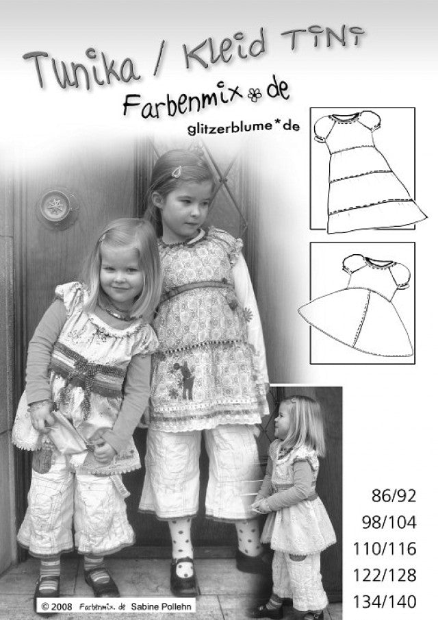 Sewing Pattern Tini Peasant Blouse and Dress by Farbenmix