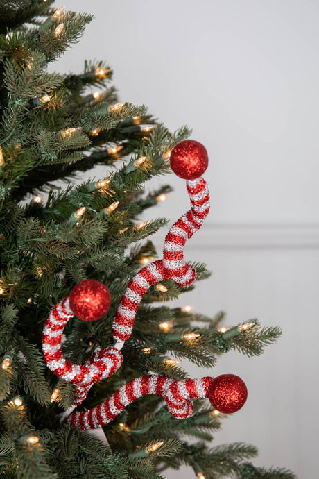 Peppermint Twist Ball Spray 35 Inch Tinsel Christmas Tree Decor