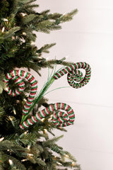 30 Inch Tinsel Swirl Spray – Whimsical Peppermint Magic for a Festive North Pole Look