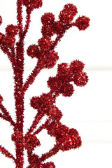 26" Red Tinsel Berry Spray