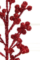 26 Inch Red Tinsel Berry Spray