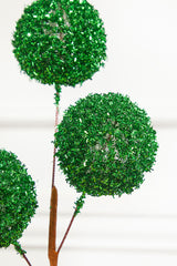 18" Green Tinsel Ball Pick