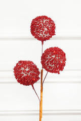 18" Red Tinsel Ball Pick