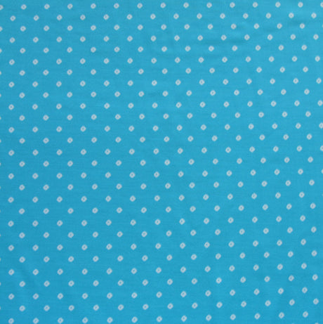 Swim Knit Nylon Lycra Tiny White Diamonds Turquoise Blue
