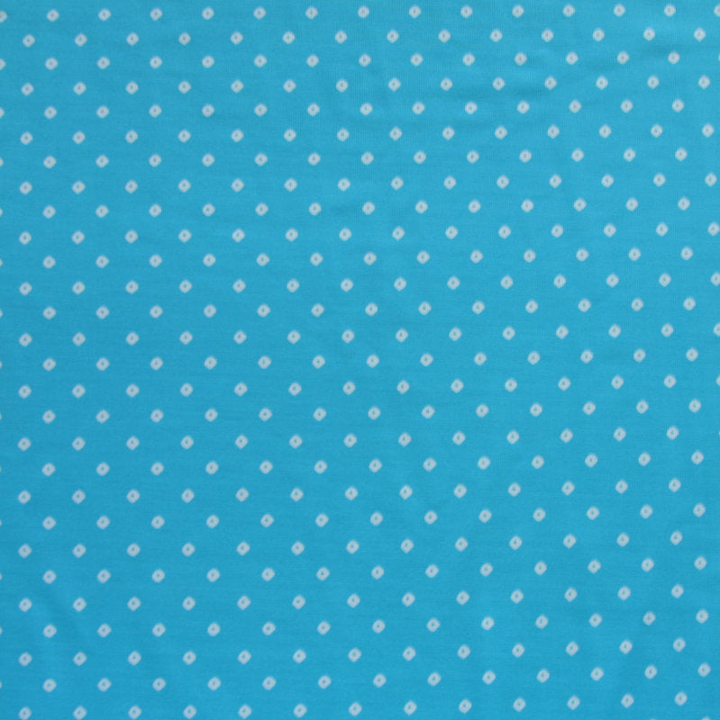 Swim Knit Tiny White Diamonds Turquoise Blue 18" Remnant